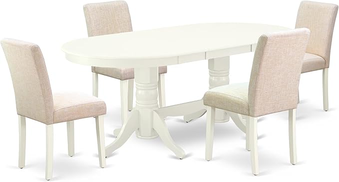 East West Furniture VAAB5-LWH-02 5 Piece Dining Room Table Set Includes an Oval by EastWestFurniture