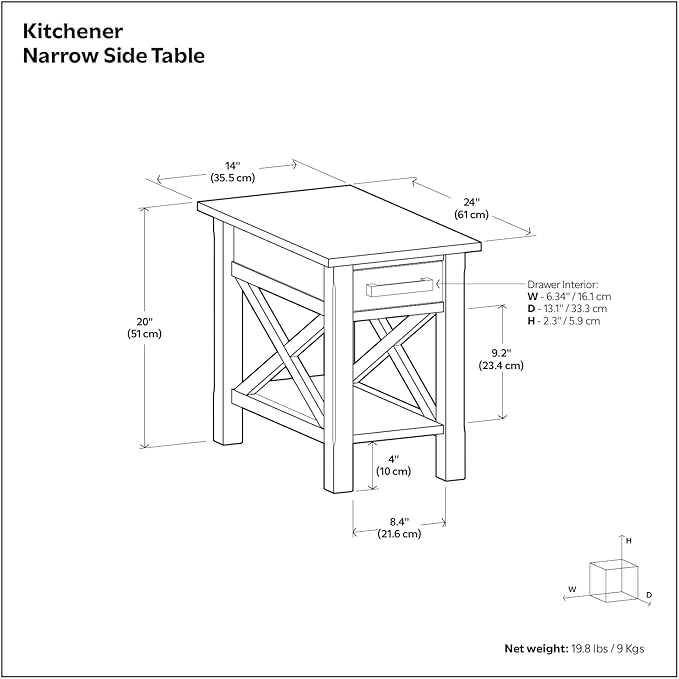 SIMPLIHOME Kitchener SOLID WOOD 14 inch Wide Rectangle Contemporary Narrow Side - Image 3