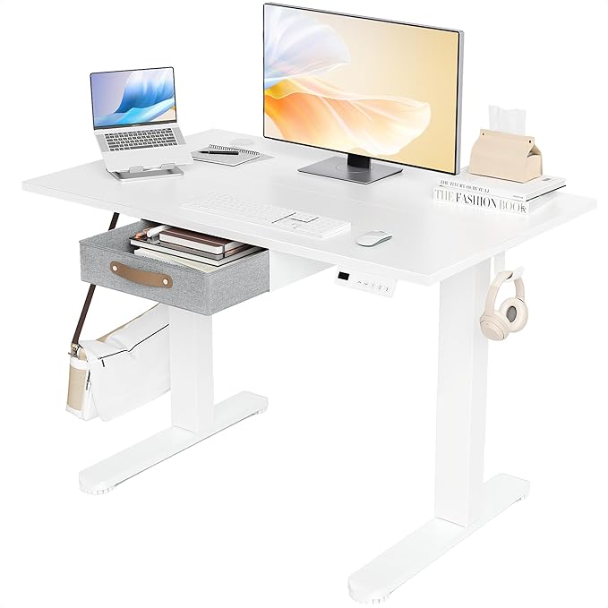 Seang Standing Desk with Drawer, 3 Memory Height Settings with Cable Grommets & by Unknown