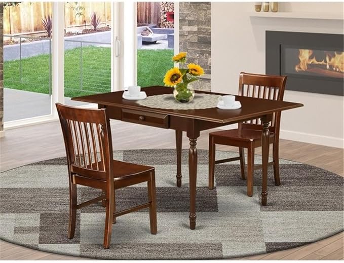 East West Furniture MZNO3-MAH-W 3 Piece Dining Set Contains a Rectangle Dining - Image 2