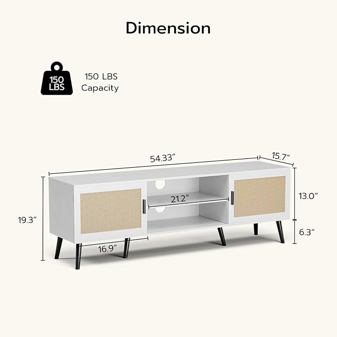 TV Stand for TVs up to 65'', Mid Century Modern Entertainment Center - Image 2