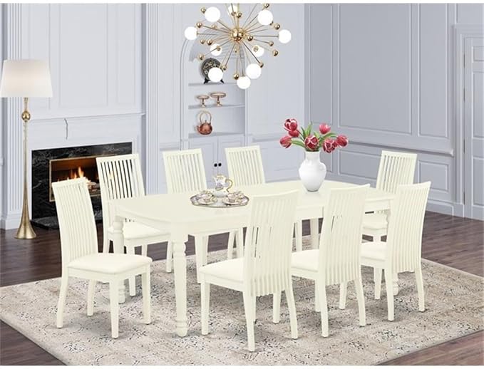 East West Furniture DOIP9-LWH-C 9 Piece Dining Room Furniture Set Includes a - Image 2