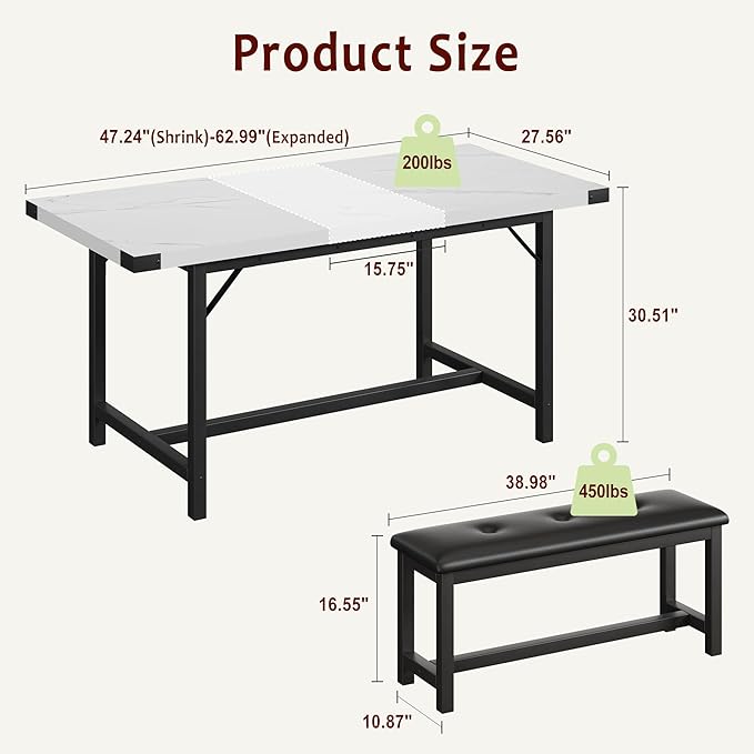 GarveeHome Extendable Dining Table Set - Image 9