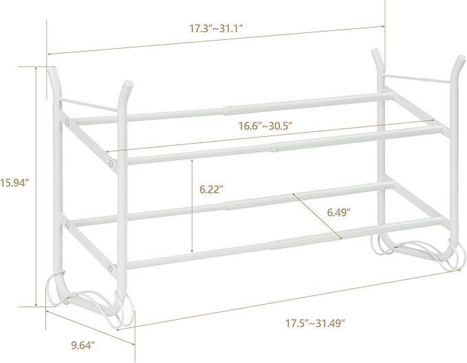 SunnyPoint Expandable & Stackable 2-Tier Shoe Rack – Adjustable Shoe Organizer - Image 6