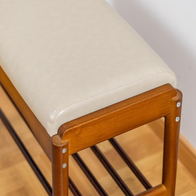 latifolia Small Shoe Bench, Solid Wood Bench - Image 6