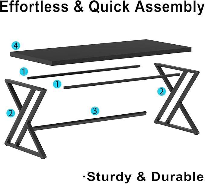 LVB Modern Black Computer Desk, Long Industrial Home Office Desk - Image 7