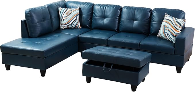 Osparple Sectional Couches for Living Room PU Leather L Shaped Couch 3 Pieces - Image 4