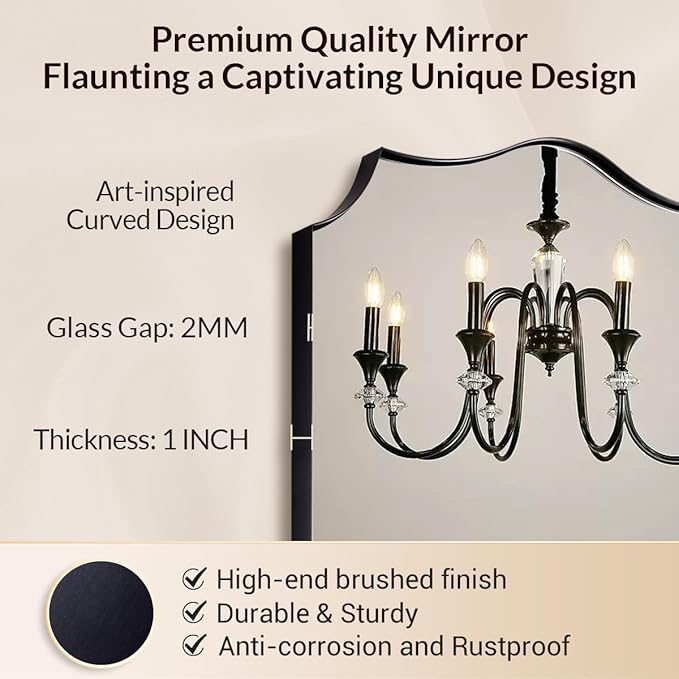24x40 Black Mirror, Asymmetrical Vanity Mirror, Irregular Wall Mirror - Image 5