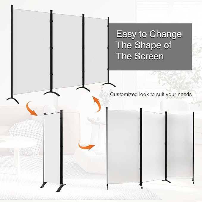 Room Divider 3-Panel Privacy Screen, Portable Screen Steel Frame - Image 7
