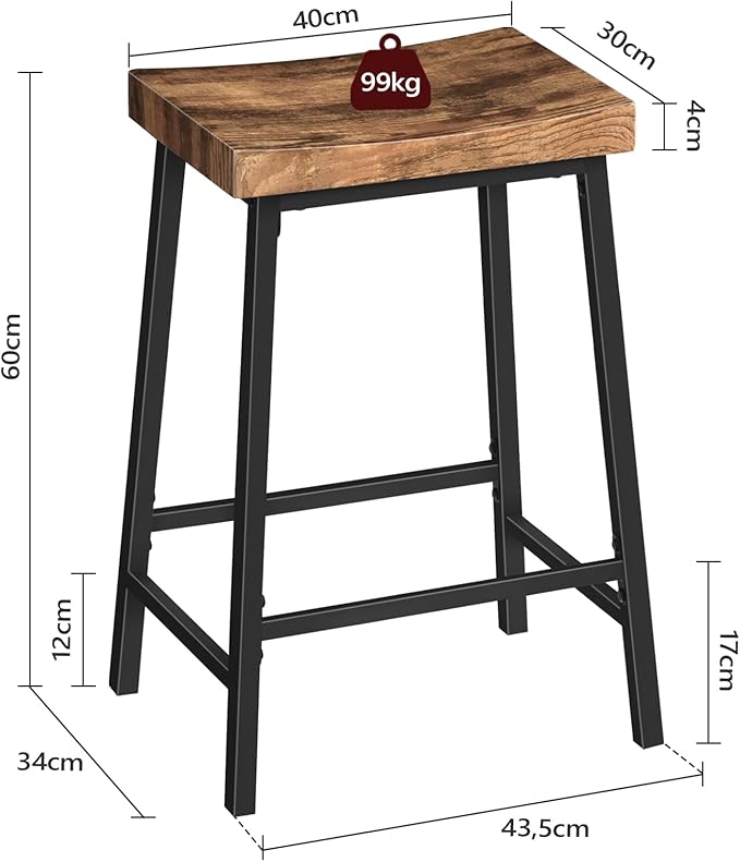 Bar Stools, Counter Height Bar Stools Set of 2, 23.7 Inch Saddle Stools - Image 3