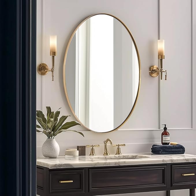 ANDY STAR Gold Oval Mirrors for Bathroom, 24x32 Inch Brushed Gold Stainless - Image 9
