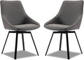 Dining Chairs Set of 2 Dark Grey Living Room Chairs Fabric Upholstered Kitchen by DYCHILHOME