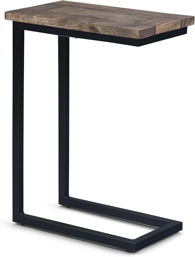 SIMPLIHOME Skyler 18-inch Wide Solid Mango/Metal Industrial C-Shaped End Table by SimpliHome