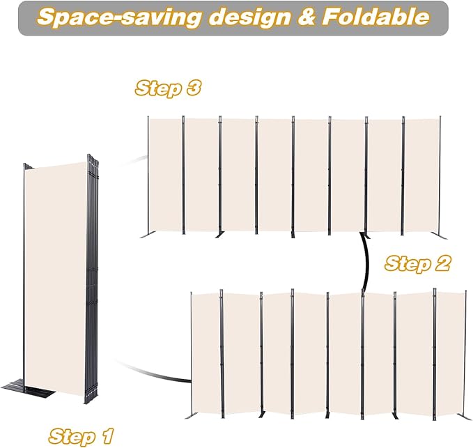 Room Divider, 8 Panel Folding Privacy Screens - Image 5