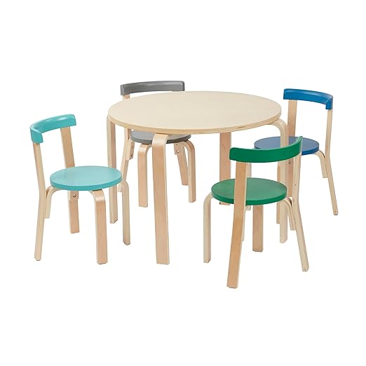 ECR4Kids Bentwood Round Table and Curved Back Chair Set, Kids Furniture by ECR4Kids