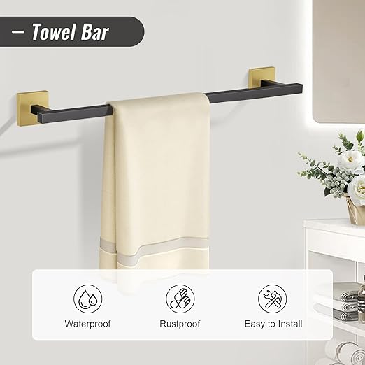 YACVCL 10-Piece Towel Bar Set, SUS304 Stainless Steel 23.6 Inch Towel Holder - Image 2