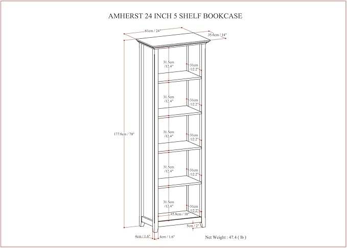 SIMPLIHOME Amherst Bookcase - Image 3