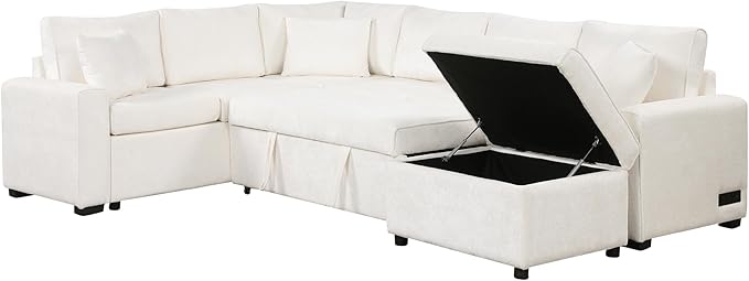 112" Luxurious Pull-out Sofa Bed Sleeper - Image 7