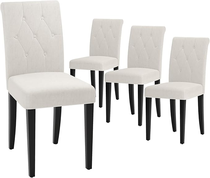 Upholstered Dining Chairs Set of 4, Button Tufted Parsons Dining Chair - Image 7