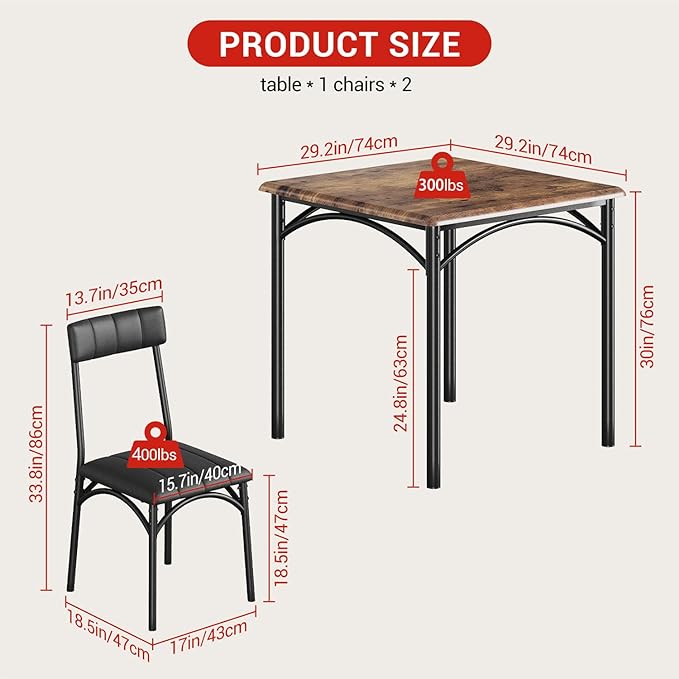 GarveeHome Dining Table Set for 2, Kitchen Table - Image 6