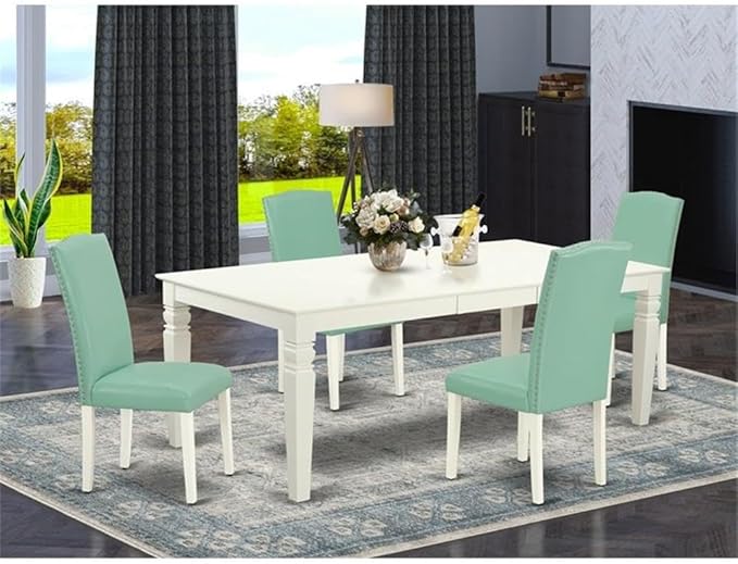 East West Furniture LGEN5-LWH-57 5 Piece Dining Room Table Set Includes a - Image 2