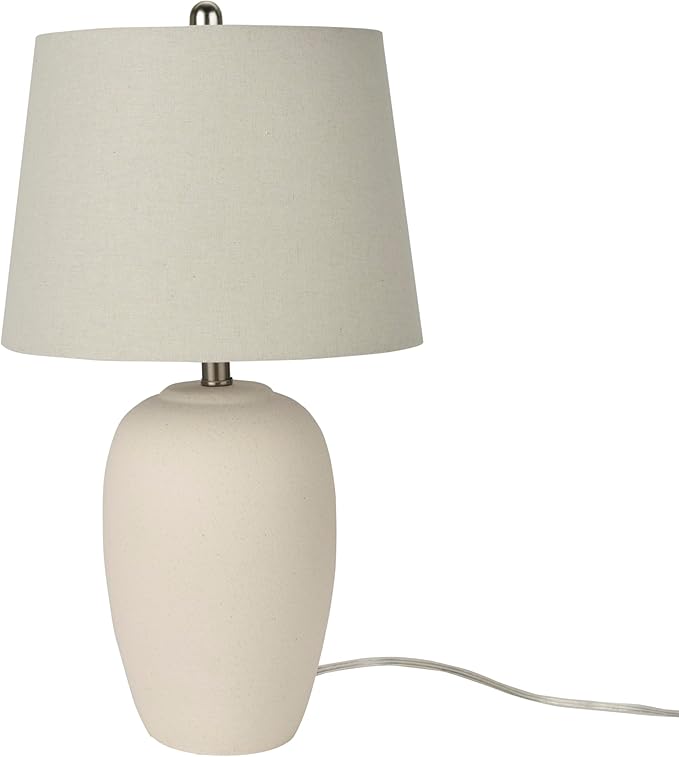 Nourison Home 23" Natural White Ceramic Jar Table Lamp - Image 2