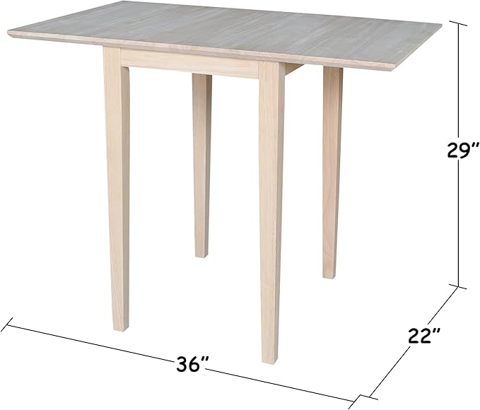 Solid Wood Small Drop Leaf Dining Table in Sturdy Parawood, Dual Drop Leaf Table - Image 11