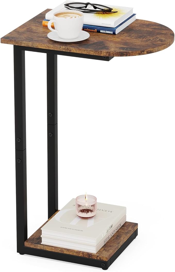 Hosfais Side Table Small End Table, C-Shaped Wood Sofa Table by HosfaisHome
