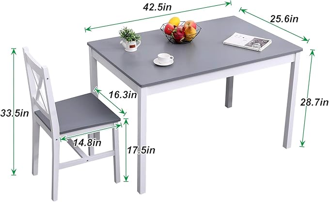 soges Dining Table Set for 4, 42.5 inch Pine Wood Dining Room Table - Image 5
