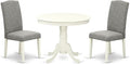 East West Furniture ANEN3-LWH-06 3 Piece Kitchen Table Set Contains a Round by EastWestFurniture