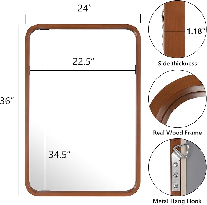 WallBeyond 24x36 Inch Wood Mirror - Image 5