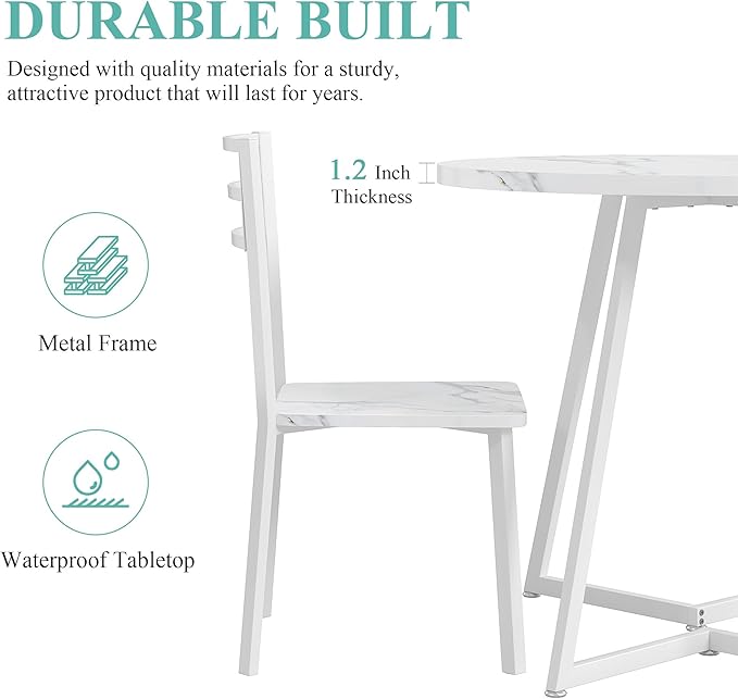 VECELO Small Round Dining Table Set - Image 5