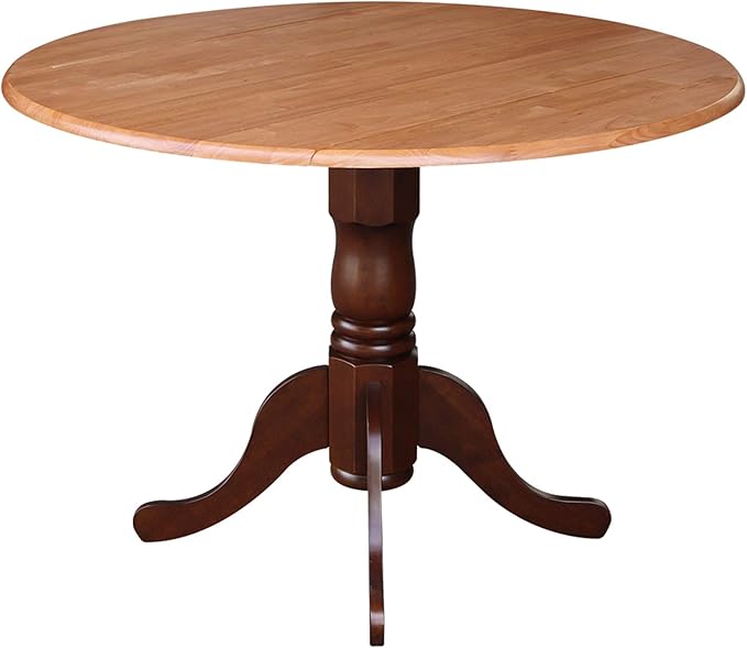 International Concepts Round Dual Drop Leaf Ped Table, Cinnamon/Espresso by InternationalConcepts
