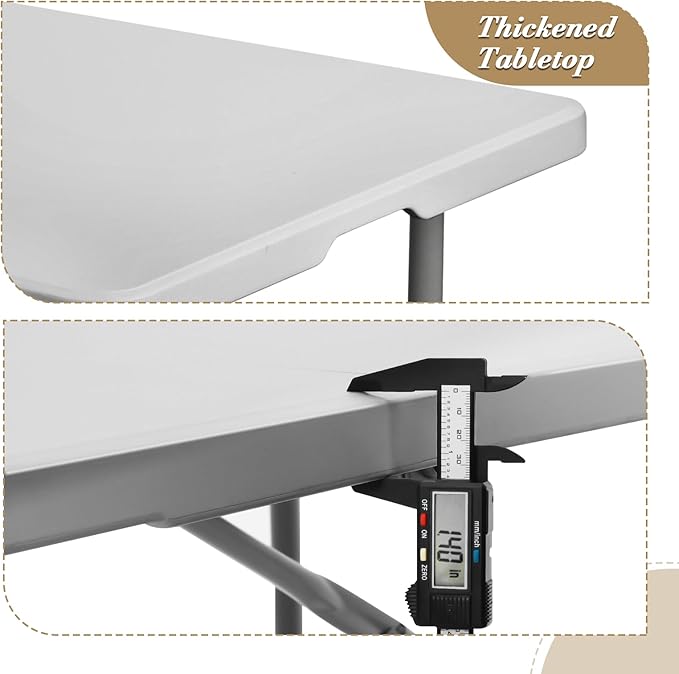 Athena Collection 8 ft Square Folding Dining Table, Large Plastic Foldable - Image 5