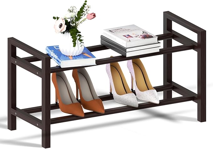 Haddockway Bamboo Shoe Rack for Closet, Free Standing Shoe Organizer by Haddockway