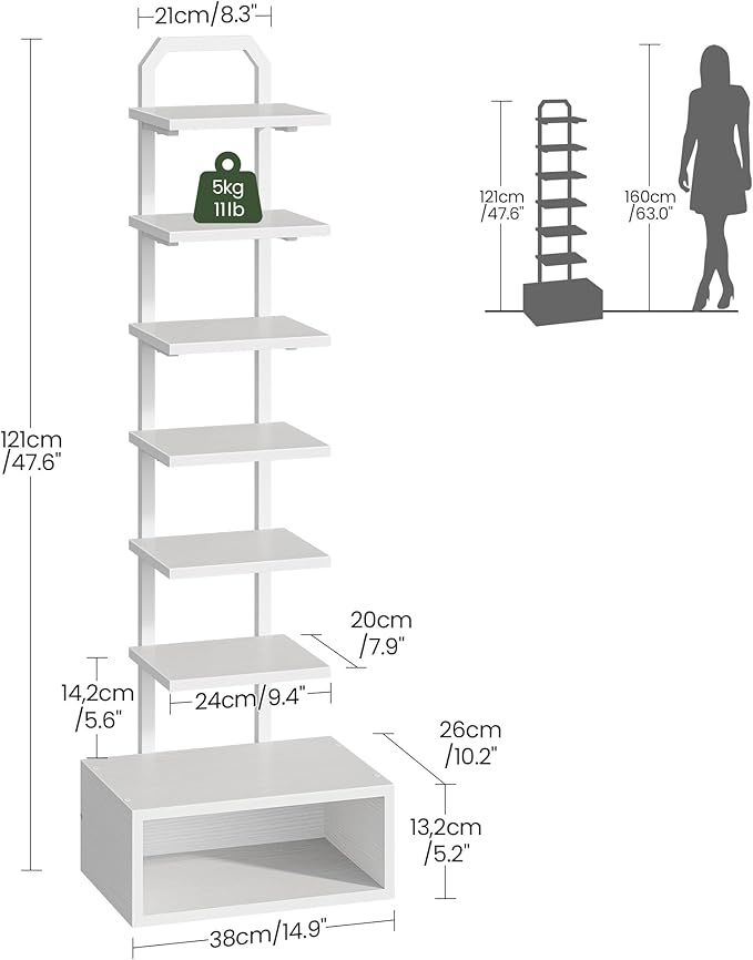 8-Tier Bookshelf, LED Bookcase - Image 2