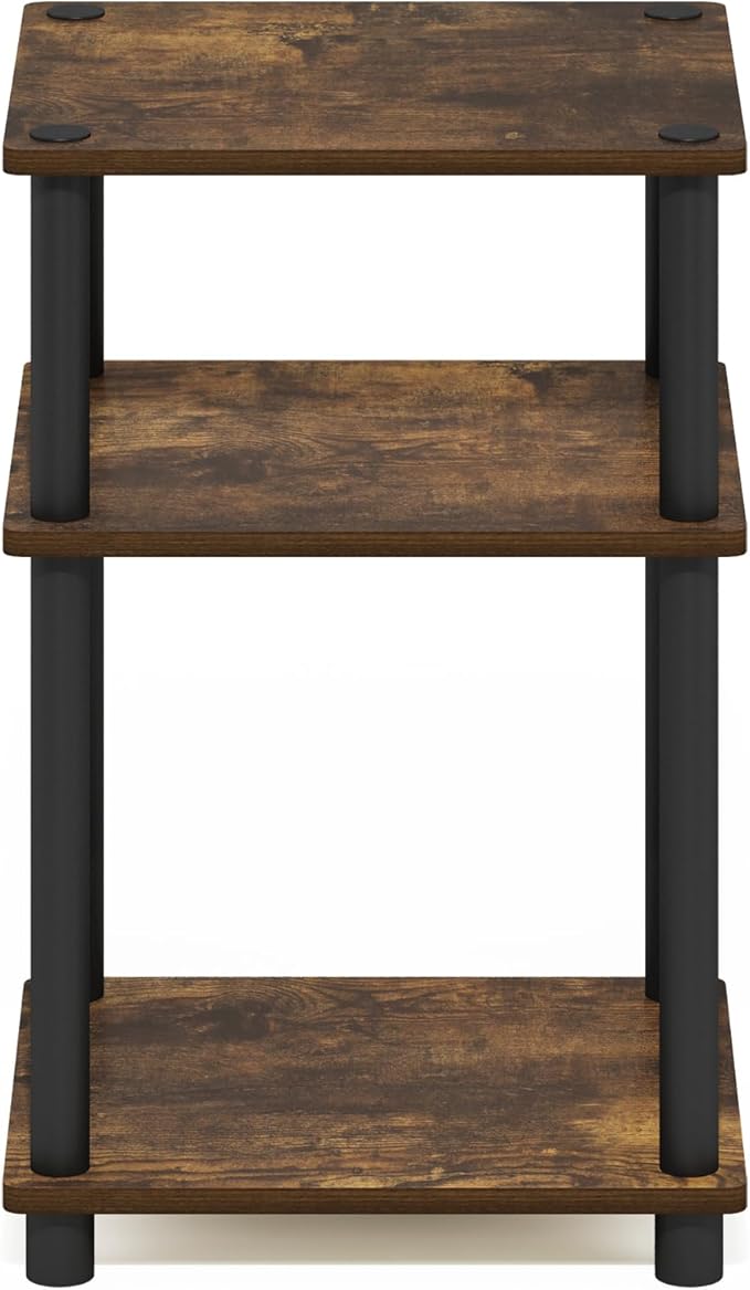 Furinno Just 3-Tier Turn-N-Tube End Table, Amber Pine/Black - Image 7