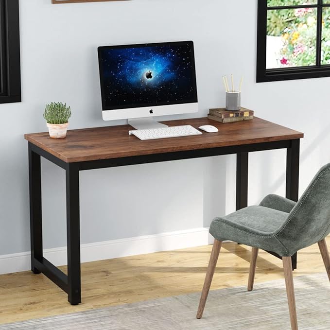 Tribesigns Modern Simple Computer Desk, 47 inch Vintage Office Desk Computer - Image 4