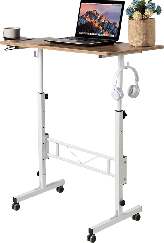 SIDUCAL Small Standing Desk Adjustable Height, Small Mobile Stand Up Desk by SIDUCAL