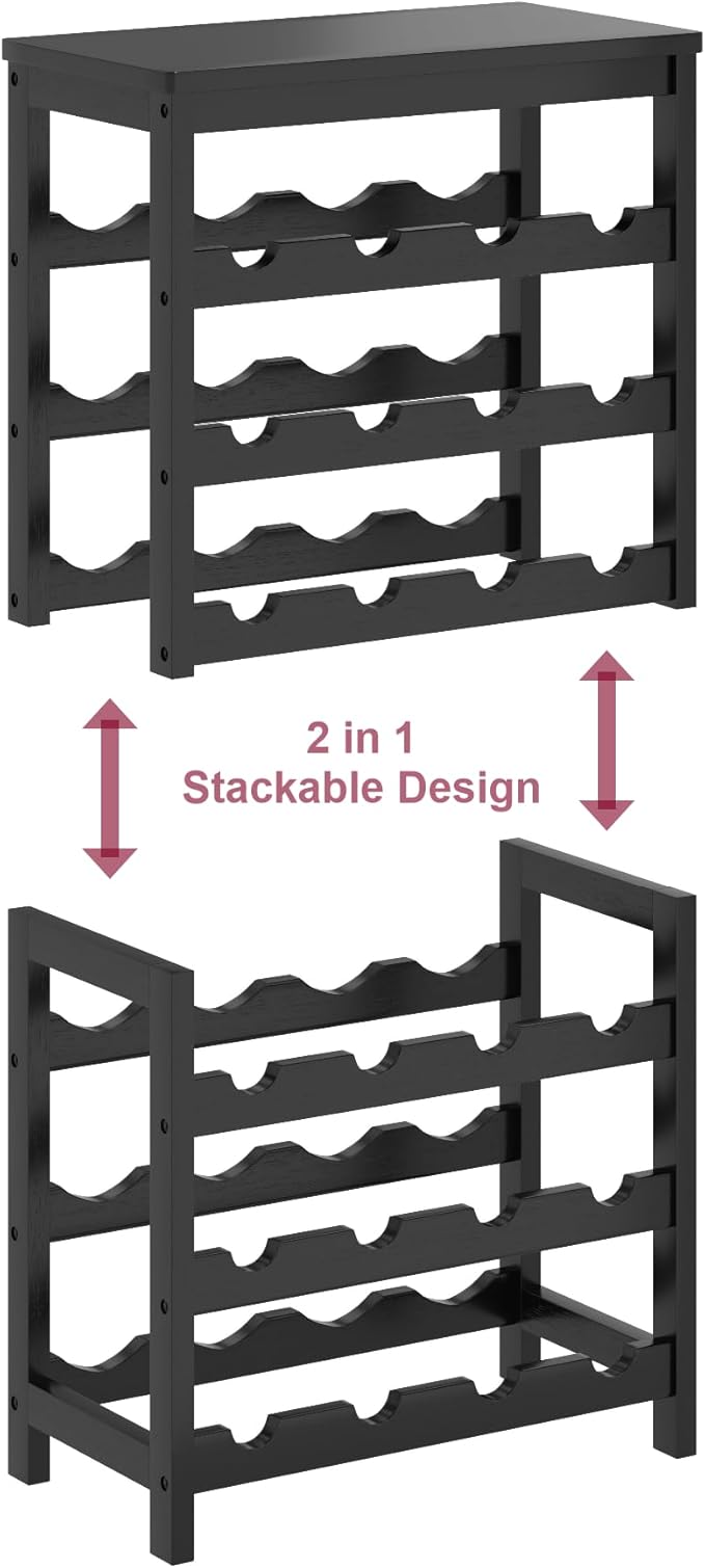 6 Tier Bamboo Wine Rack Freestanding Floor, 24 Bottles Wine Storage Shelves - Image 4