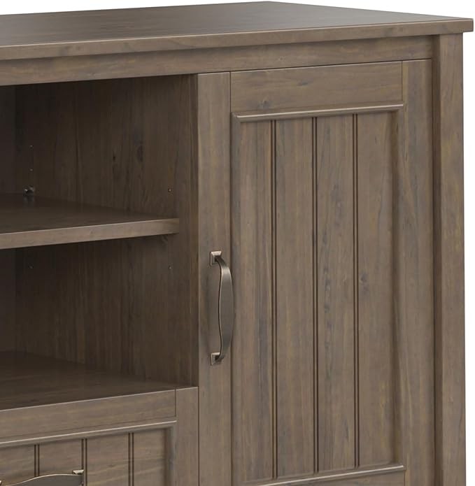 SIMPLIHOME Lev SOLID WOOD 53 Inch Wide Contemporary TV Media Stand in Smoky - Image 12