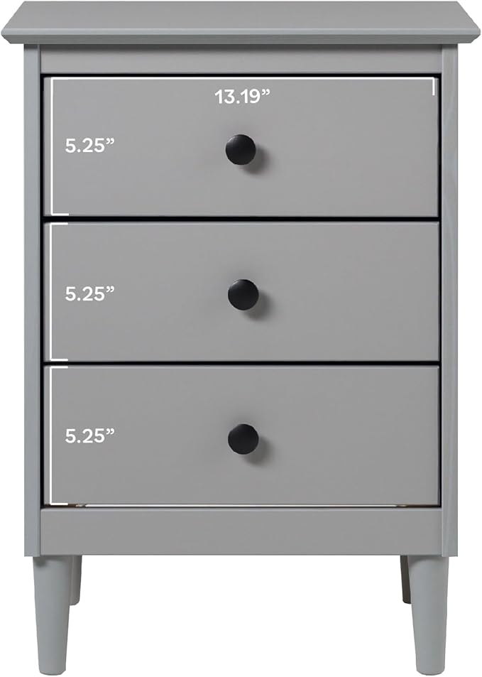 Walker Edison Myron Modern 3-Drawer Nightstand 25 Inch Grey - Image 4