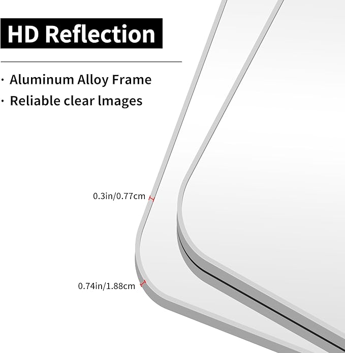 Silver Bathroom Mirror, 30 x 36 Inch Metal Framed Silver Rectangle Mirror - Image 8
