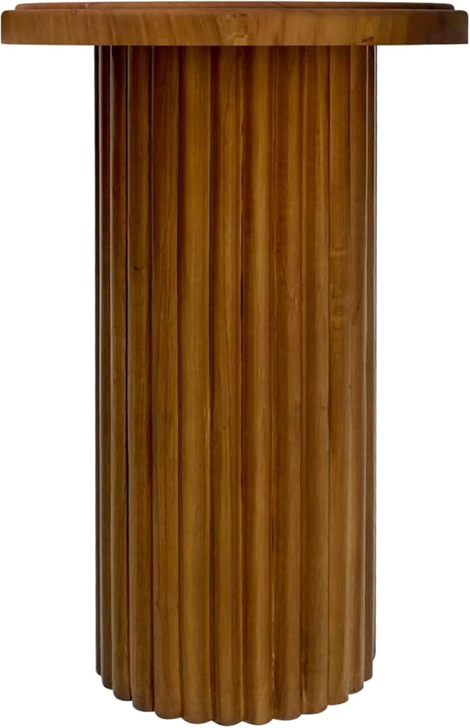 Round Wood Side Table, Fluted Accent Table, Small End Table - Image 4