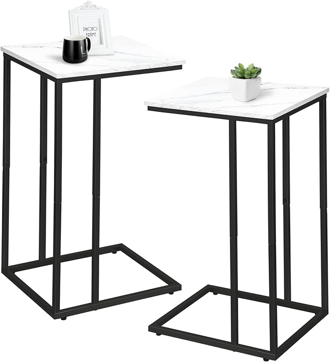 C Shaped Side Table Set of 2, Marble End Table by Possile