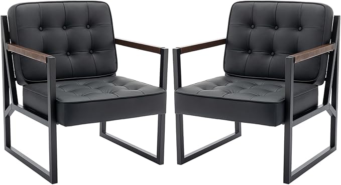 COLAMY Mid Century Modern Accent Chair Set of 2, Comfy Living Room Chair - Image 9