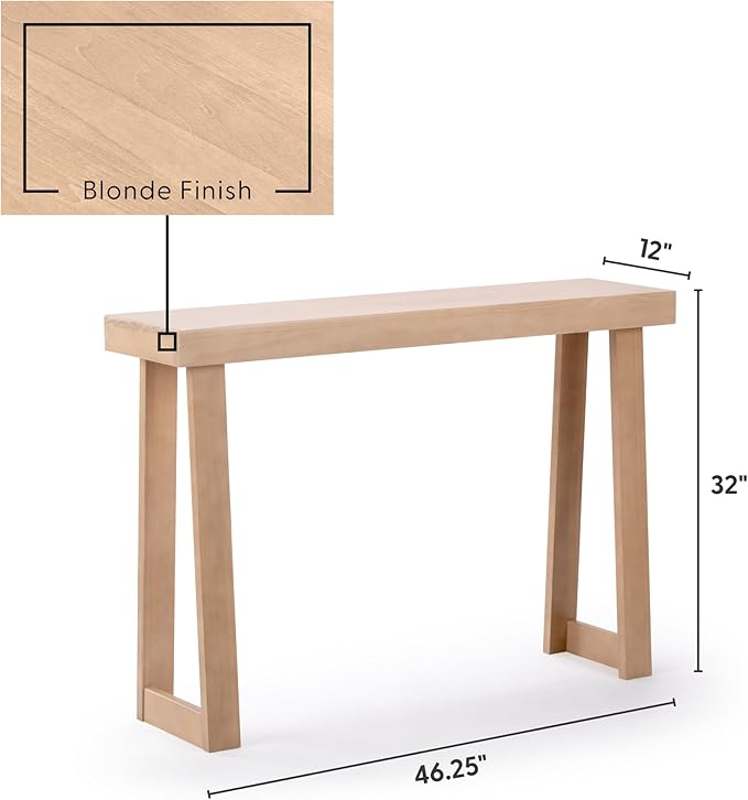 Plank+Beam Solid Wood Console Table, 46.25 Inch, Sofa Table, Narrow Entryway - Image 2