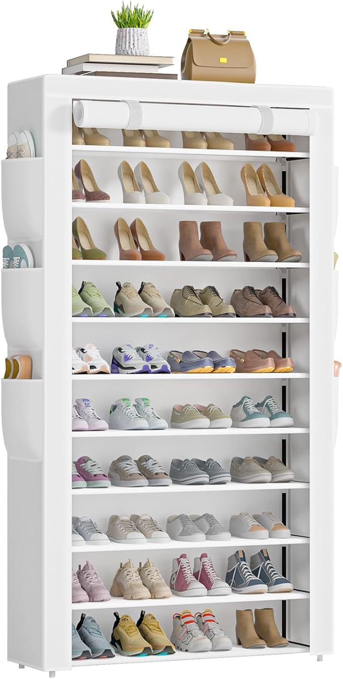 Shoe Rack 10Tier Large Capacity 50-56Pairs Beautiful Tall Shoe Shelf Free by OYREL