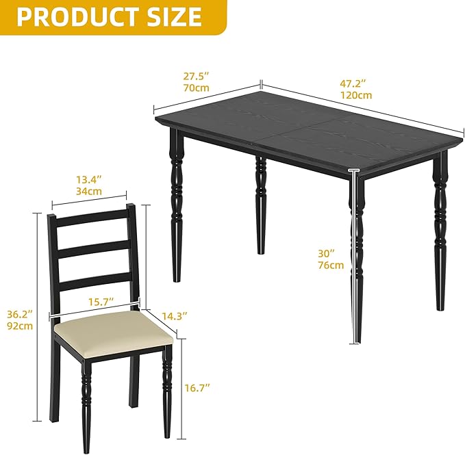 DWVO 5-Piece Dining Table Set for 4, Kitchen Dining Room Table - Image 6