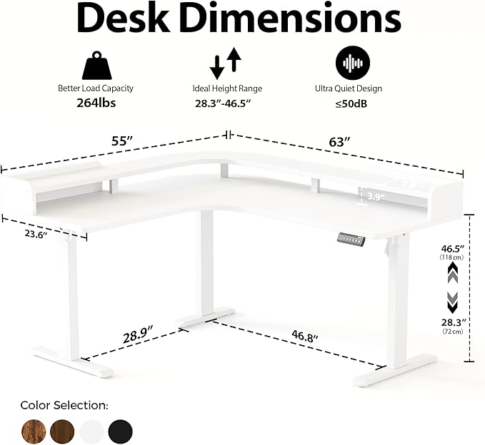 Agilestic L Shaped Standing Desk, Adjustable Height Corner Gaming Desk - Image 2